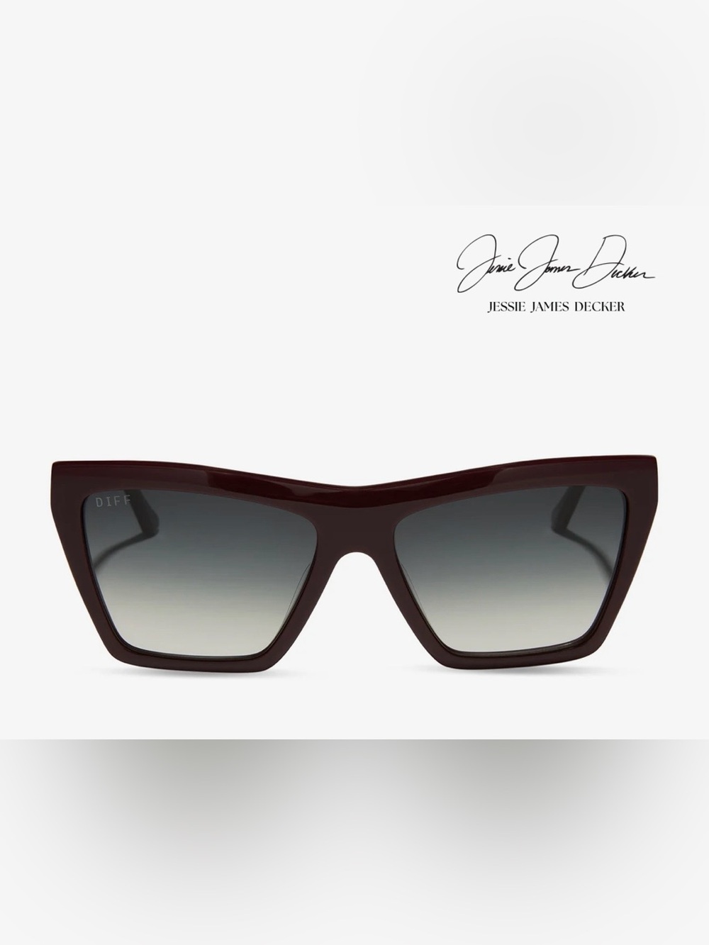 DIFF Jessie James Decker Vivi Burgundy Grey Gradient Sunglasses